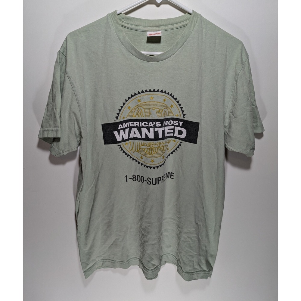 Rare Mens FW14 SUPREME Americas Most Wanted Light Green Tee T-Shirt Size Large L